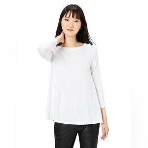 Daily Ritual Women's White Viscose Long Sleeve Tee Size Medium NEW